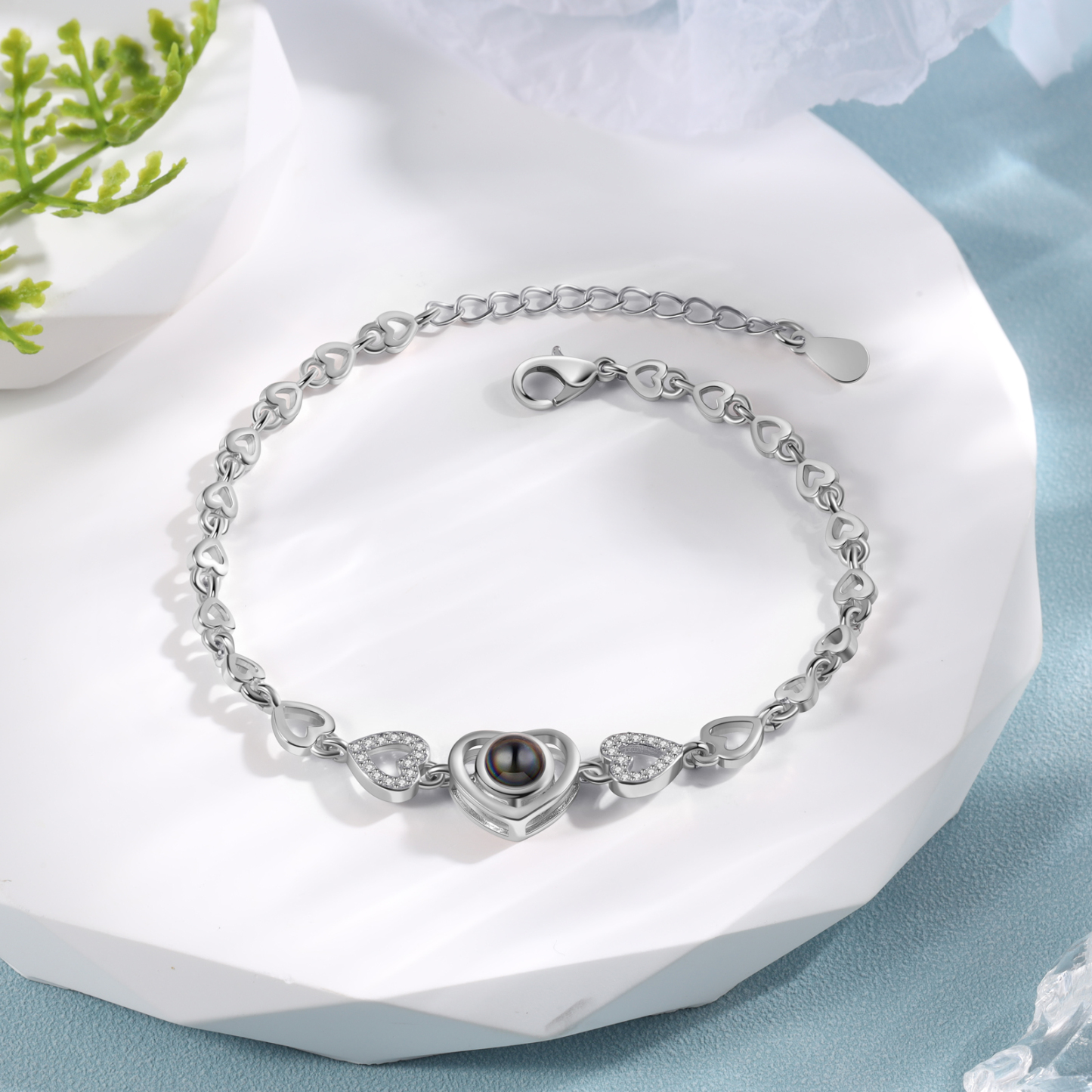 Heart Chain Projection Bracelet Personalised Photo Bracelet Creative Gift for Her Unique Mother's Day Gifts