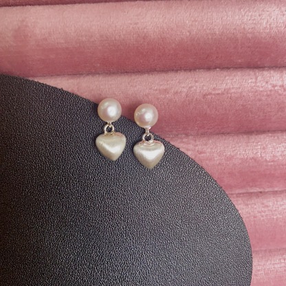 Heart and Pearl Earrings for Women
