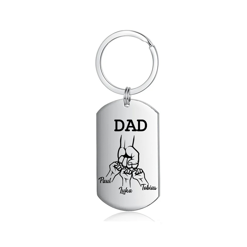 Personalised 4 Names Gift Set Custom Wallet & Bracelet & Keychain Gift Box Set Father’s Day Gifts