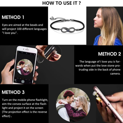 Personalised Magnetic Projection Bracelet Set with Rose Box-Custom Photo Infinity Couple Bracelet Creative Gift for Her/Him