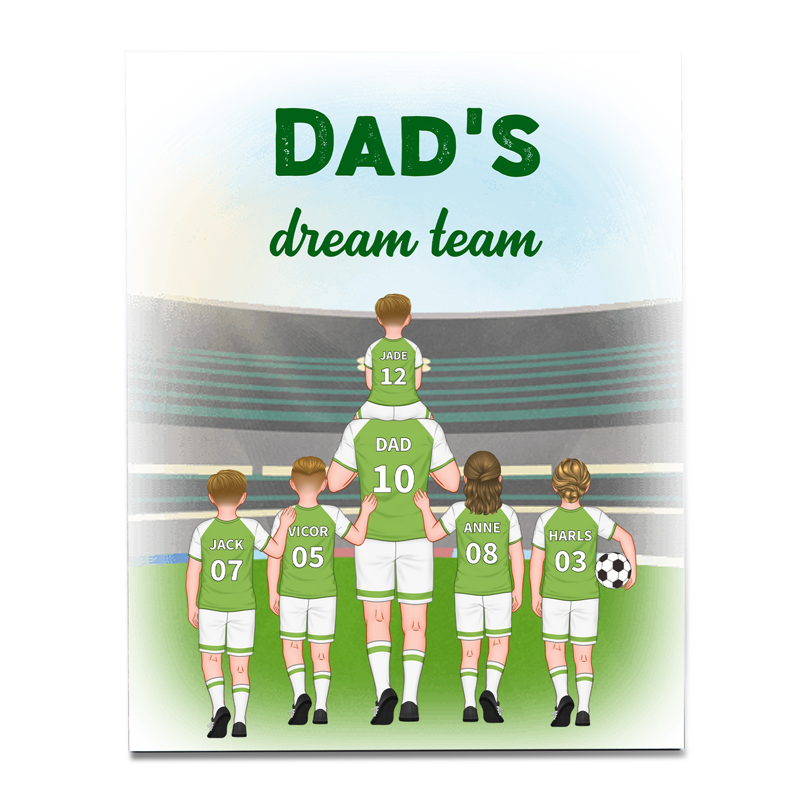 To My Dad - Wooden Frame Dad's Football Team 2-9 Personalised Name with Text