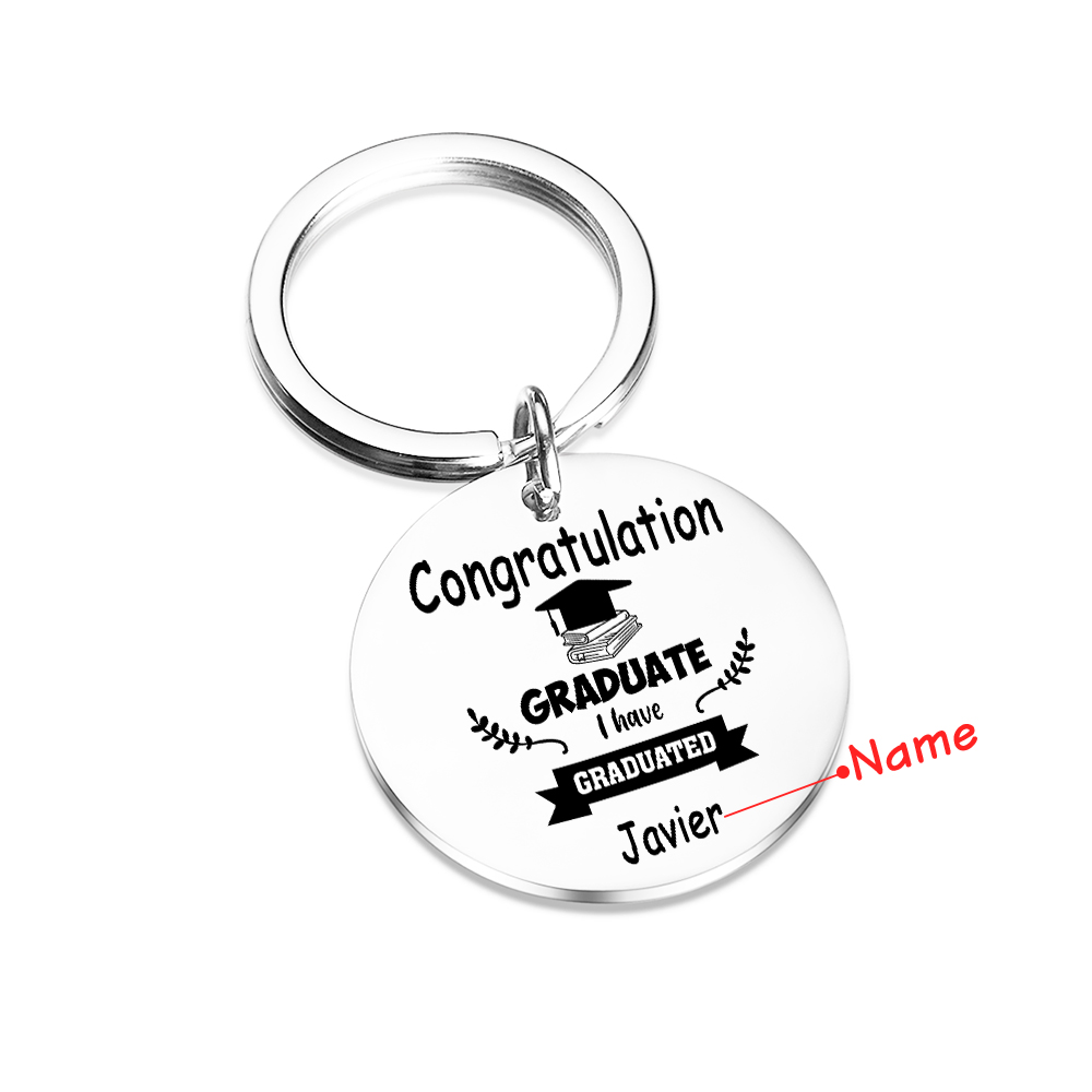 Personalised Name Exquisite Round Graduation Keyring Gift For Her/Him