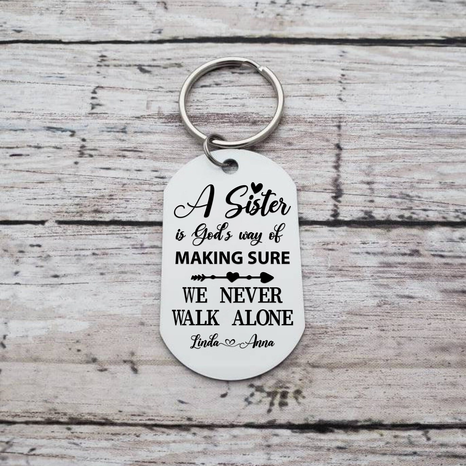 2 Names-Personalised Photo Sister Keyring Gift-Best Ever-Custom Special Keyring Gift For Sister