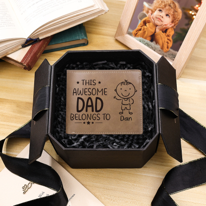 1 Name-Personalised Doll Customized Leather Men's Wallet Customized Name Folding Wallet With Gift Box for Dad