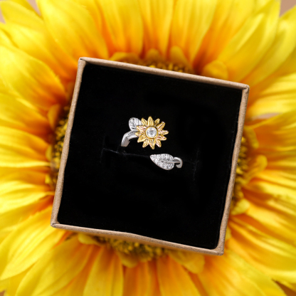 You are My Sunshine Sunflower Heart Ring