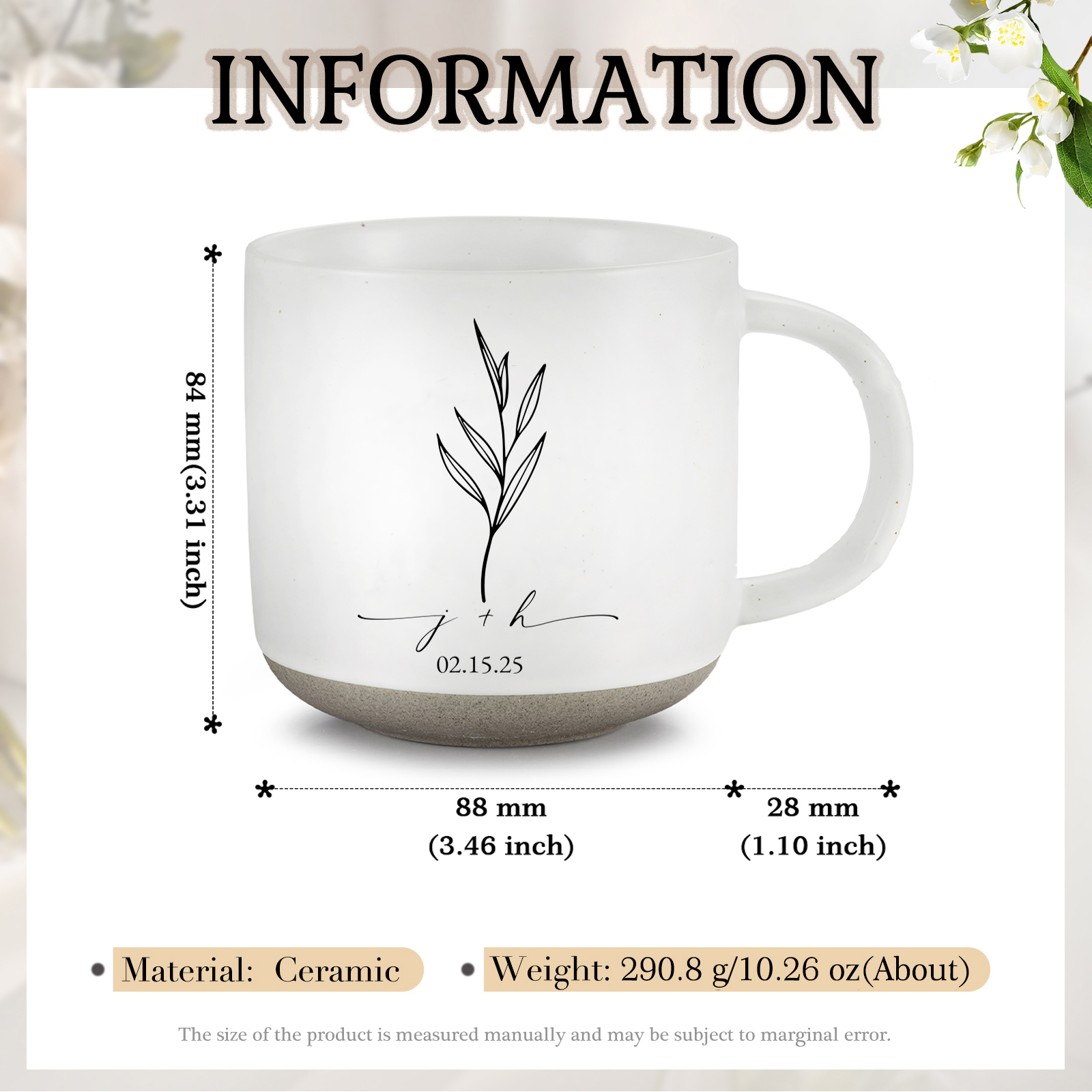 Personalised Mr & Mrs Ceramic Coffee Mugs With Initials & Date - Wedding Anniversary Gifts for Newlywed Couples | Jessemade