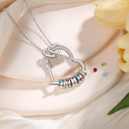 Personalised Mum Heart Necklace with 1-5 Birthstones
