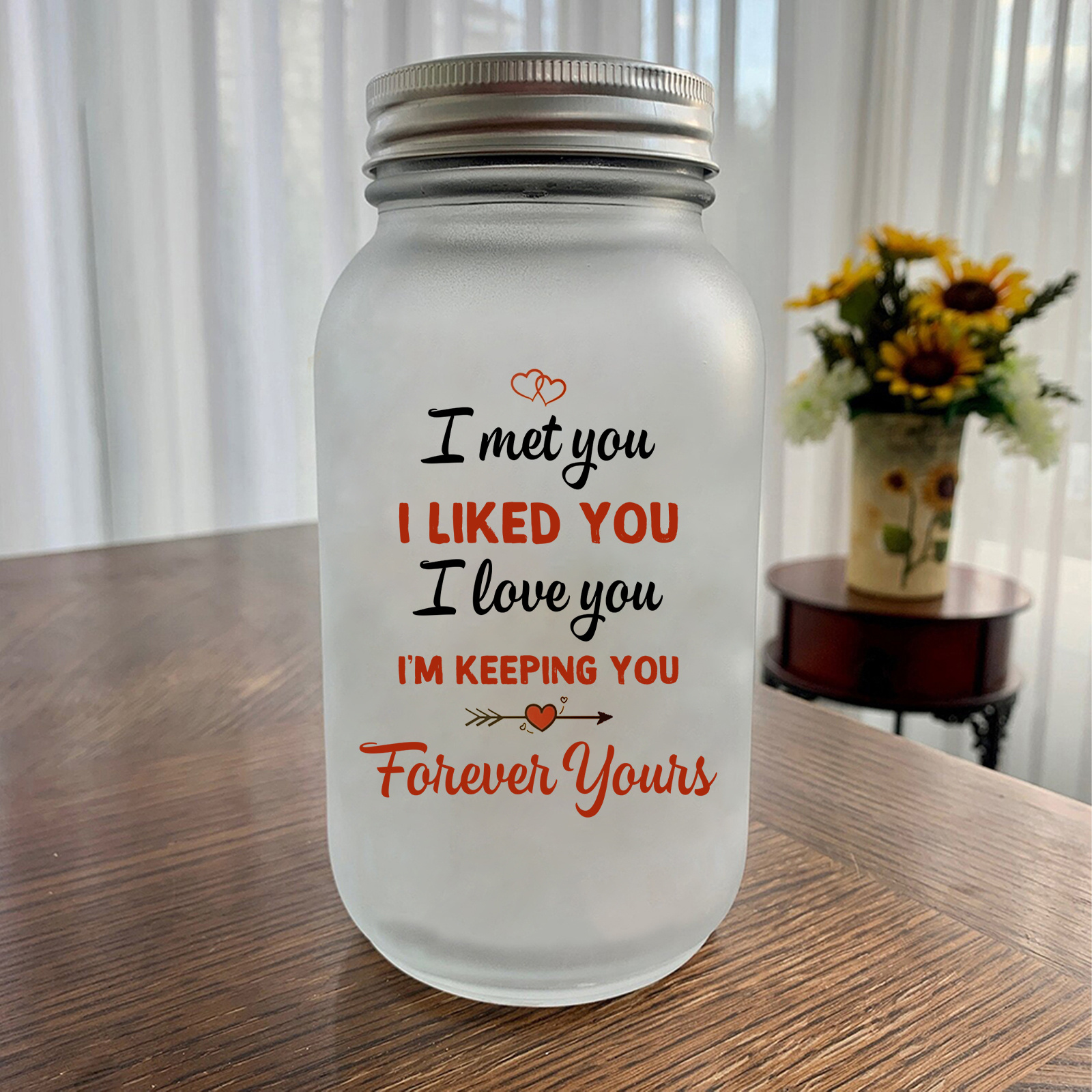 Personalised Couple Figure Solar Mason Jar 