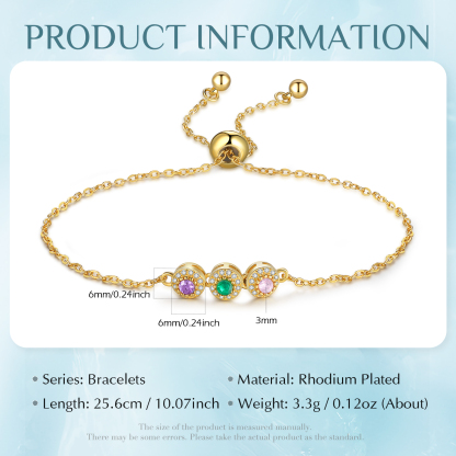 3 Birthstones - Personalised Birthstone Beautiful Bracelet Gift for Her
