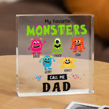 5 Names - Personalised Monster and Shit Style Custom Name Acrylic Ornament Father's Day Gift for Dad
