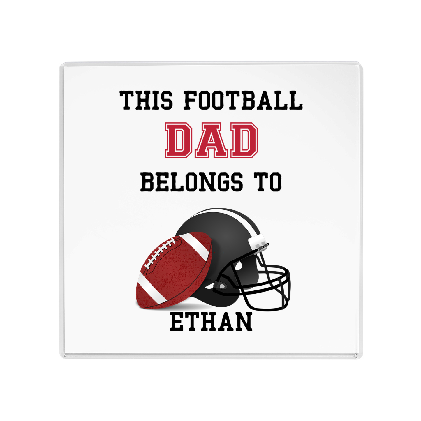 1 Name -Personalised Football Acrylic Keepsake Customized Name Acrylic Plaque Ornament Father's Day Gift for Dad