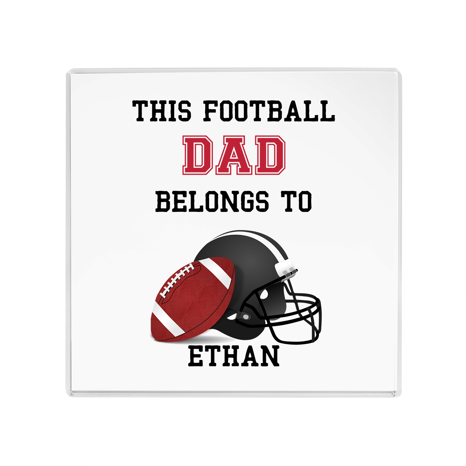 1 Name -Personalised Football Acrylic Keepsake Customized Name Acrylic Plaque Ornament Father's Day Gift for Dad