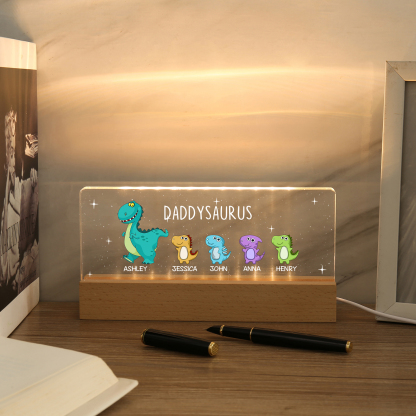 5 Names - Personalised Cute Dinosaur Pattern Beautiful Table Lamp Father's Day Gift for Dad