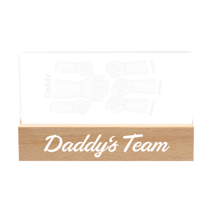 6 Names Personalised Fist Bump Pattern Night Light Custom Text LED Light Father's Day Gift for Dad