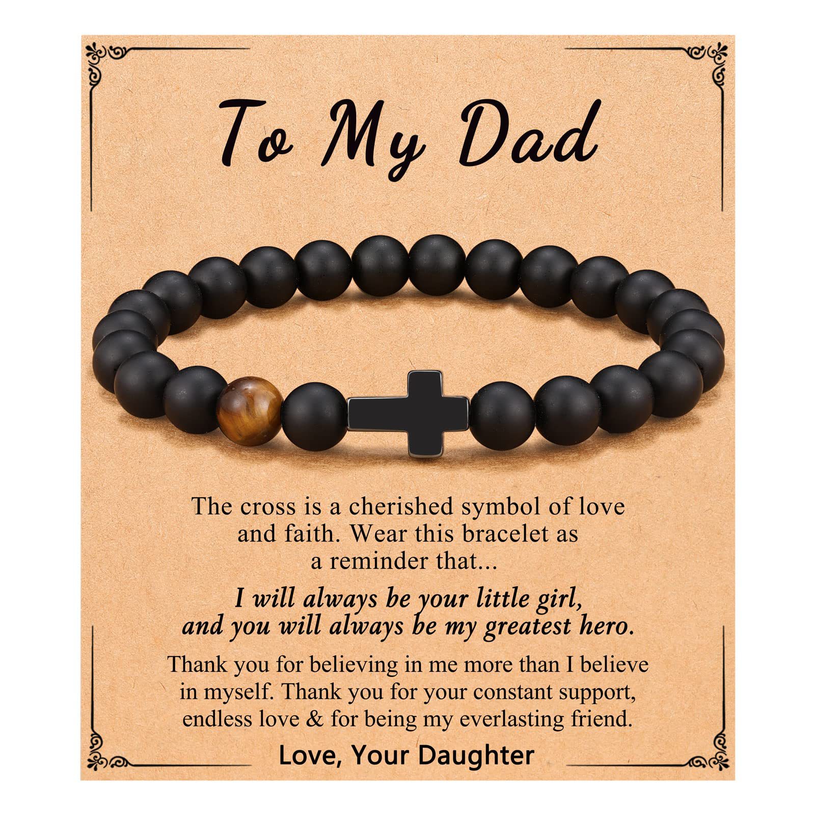 Black Gallstone Cross Bracelet Beads Bracelet For Dad/Son