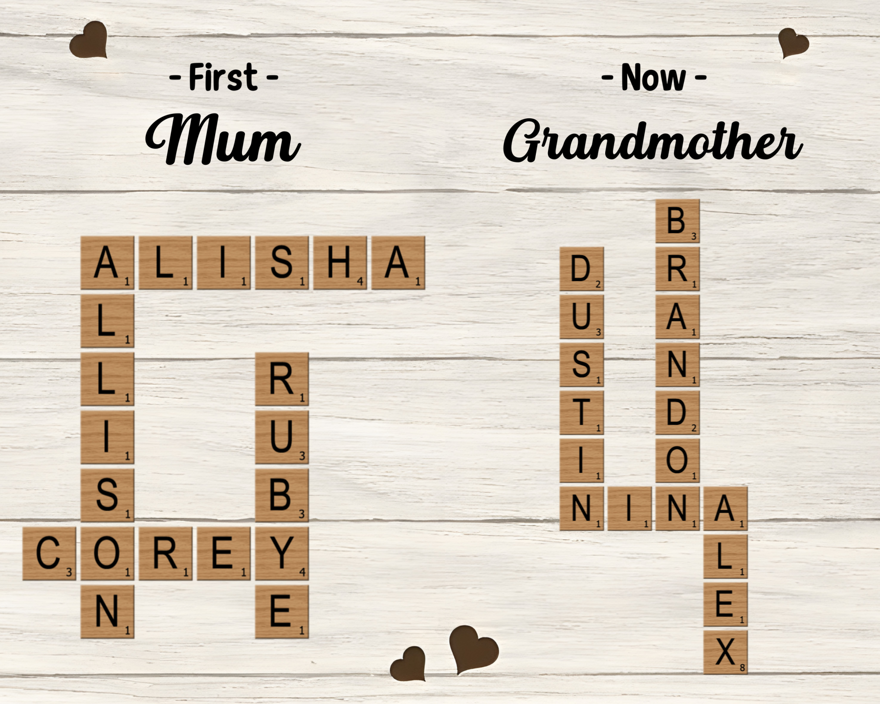 [Copy]Personalised Wooden Ornament – with Custom 2 Names – "Grandkids Fill a Place in Your Heart" – Unique Gift for Grandma | Jessemade