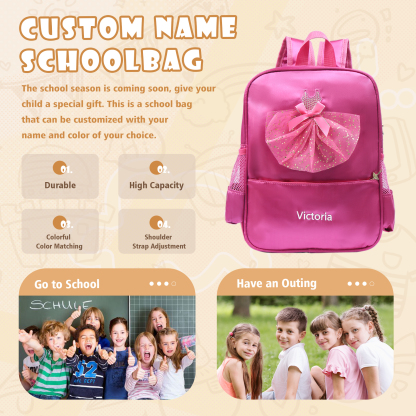 Personalised Name Band Princess Dress Accessories Satin Children Backpack Back To School Gift