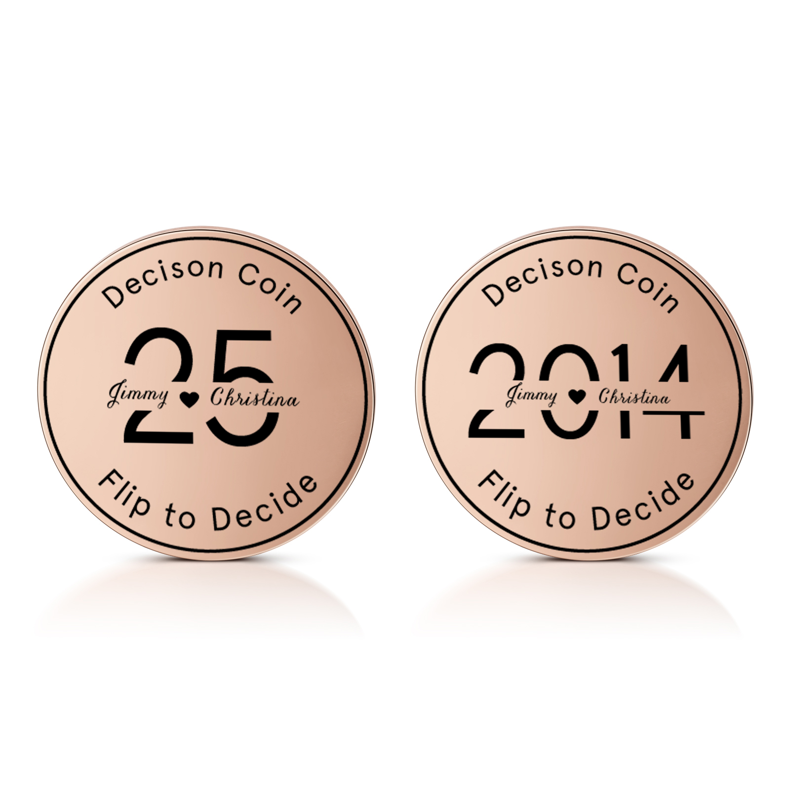 2 PCS Personalized Name Stainless Steel Anniversary Coin Custom Text And Year Special Gift