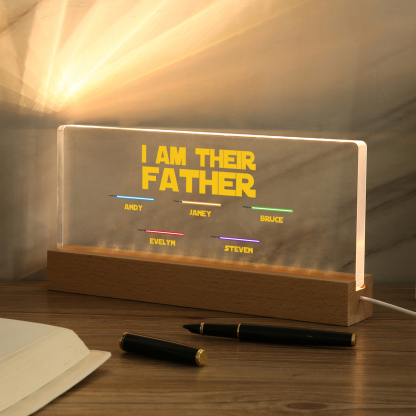 5 Names-Personalised Star Wars Logo Table Lamp-I am their dad-Father's Day Gift For Dad