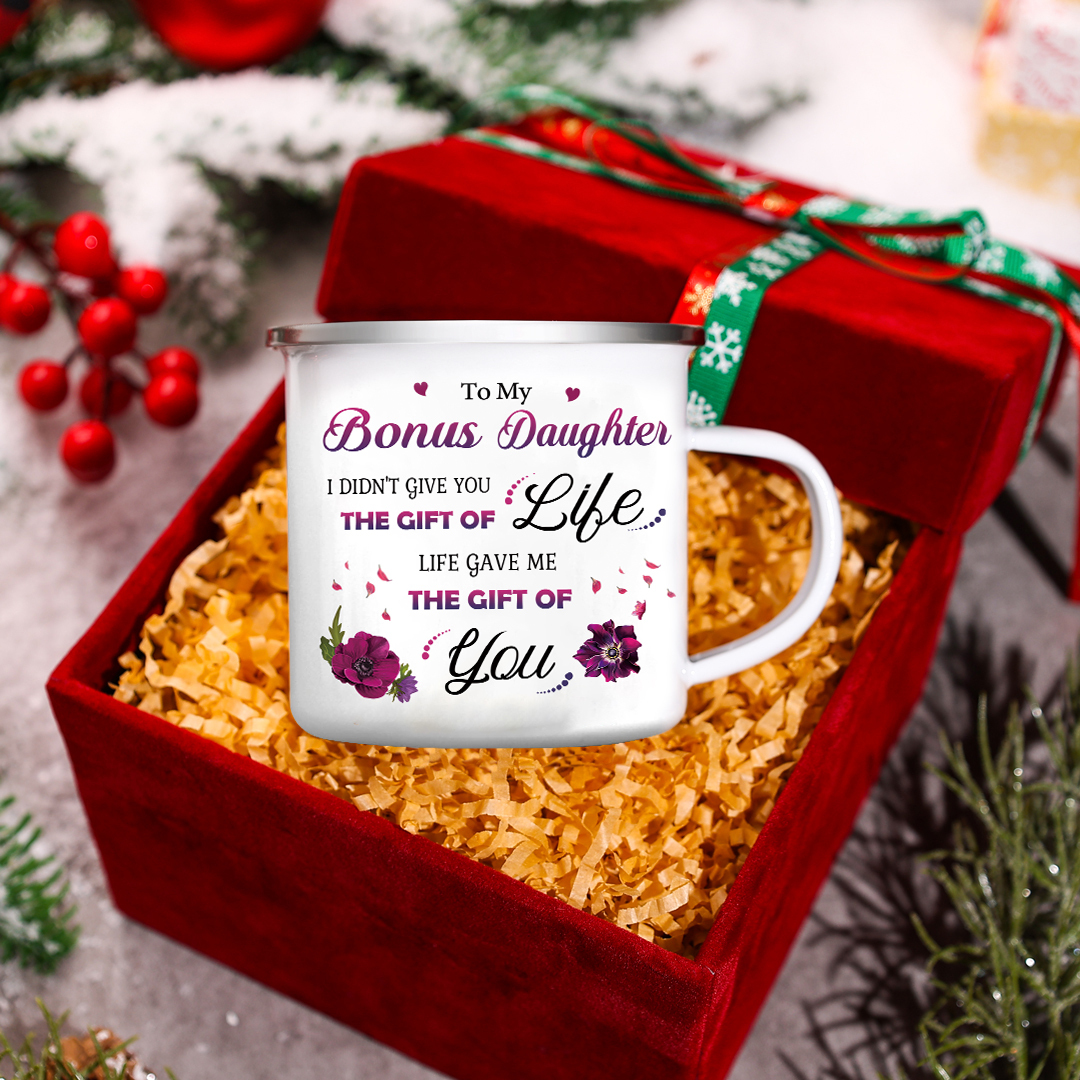 To My Bonus Daughter Mug Set With Gift Box Christmas Birthday Gift Ceramic Coffee Mug for Daughter