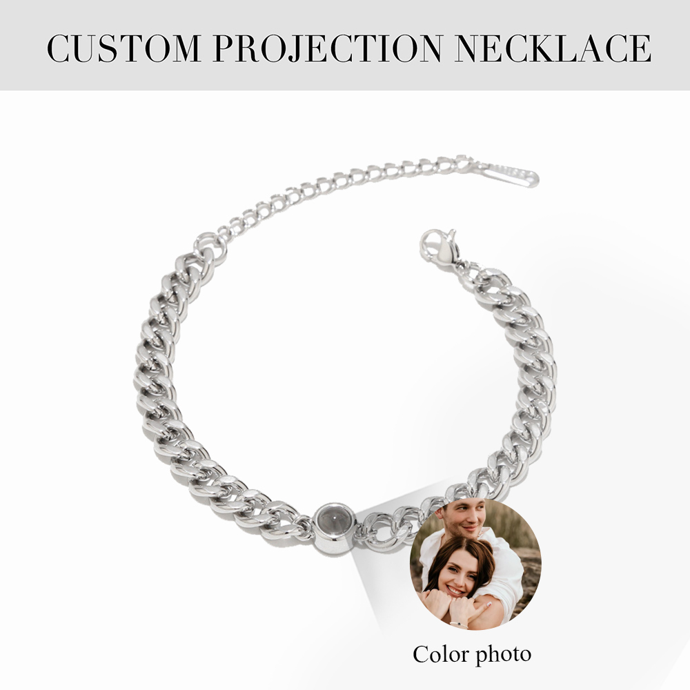 Cuban Chain Men's Bracelet Personalized Projection Bracelet Custom Photo Love Style Gifts for Men