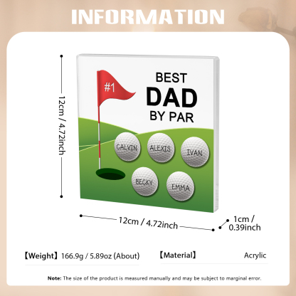 5 Names - Personalised Name and Text Acrylic Decor - Best Dad By Par - Father's Day Gift for Dad