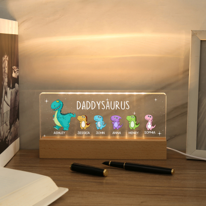 6 Names - Personalised Cute Dinosaur Pattern Beautiful Table Lamp Father's Day Gift for Dad