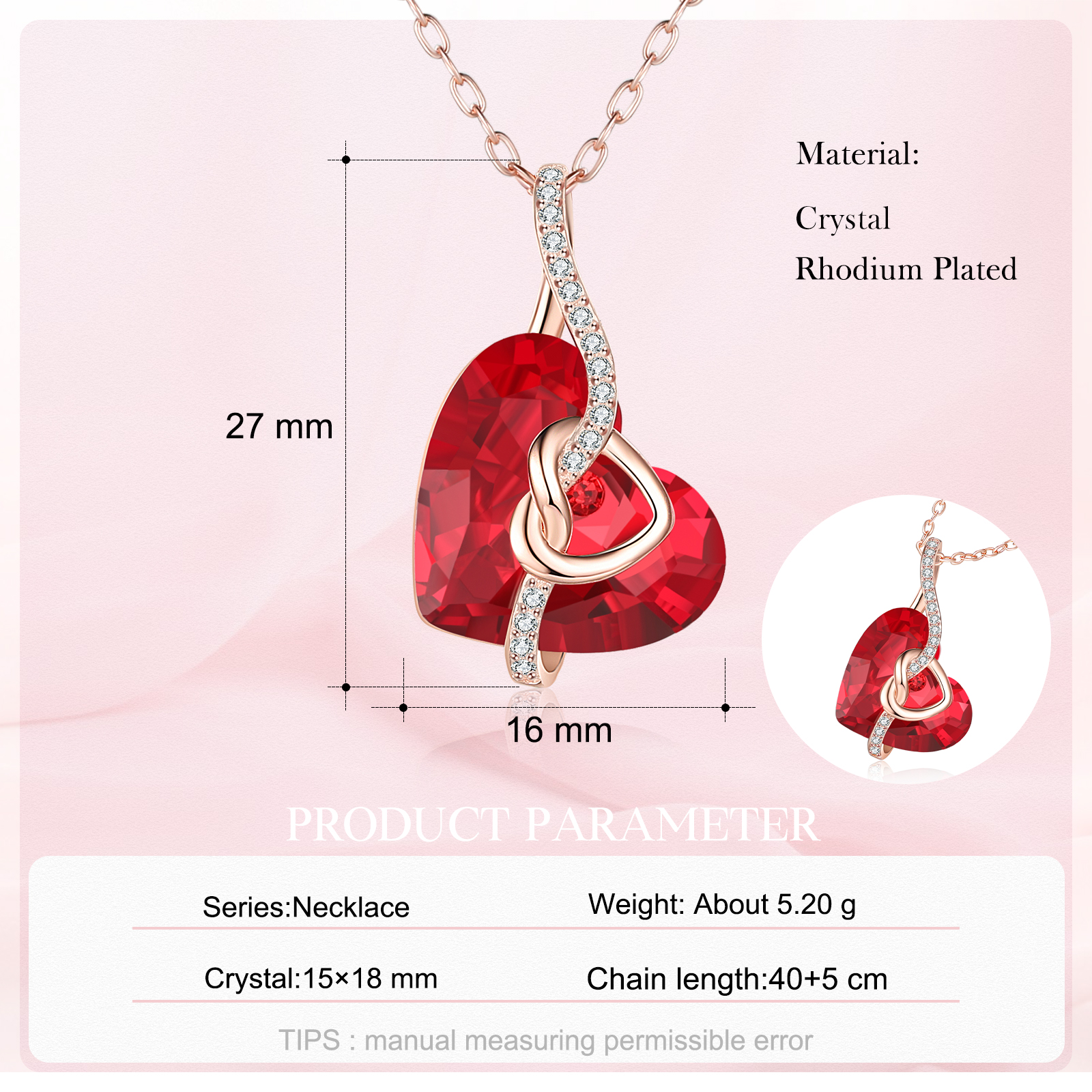 Heart-shaped Crystal Necklace Birthstone Necklace Gifts For Her