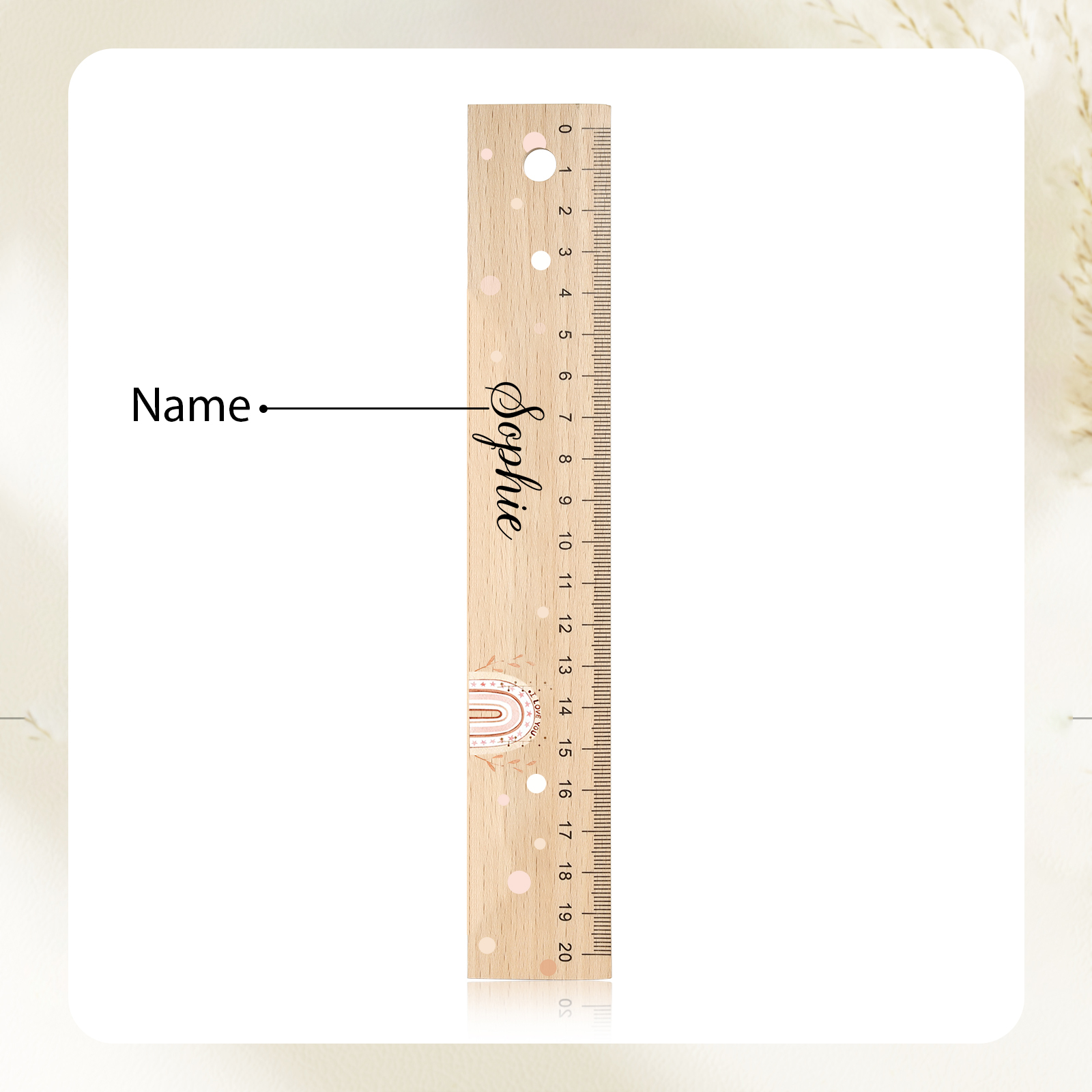 Cute Animal Personalised School Wooden Ruler With Engraved Children's Name - Back to School Suppler Gift for Kids