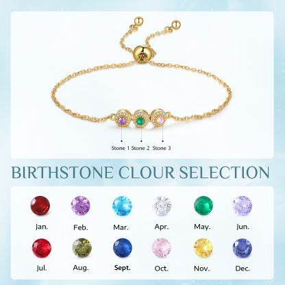 3 Birthstones - Personalised Birthstone Beautiful Bracelet Gift for Her