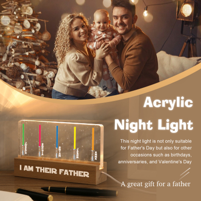 Personalised Star Wars Logo Father's Day Gift - I'm Their Dad - Table Lamp with 5 Names