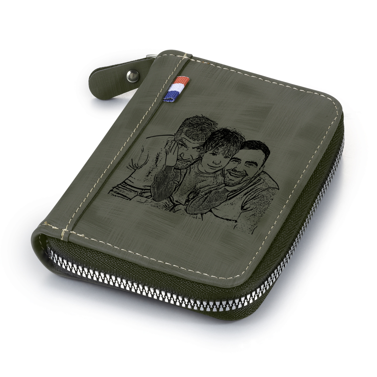 5 Names - Personalised Fist Bump Fist Bump Photo Custom Leather Men's Zipper Wallet as a Father's Day Gift for Dad