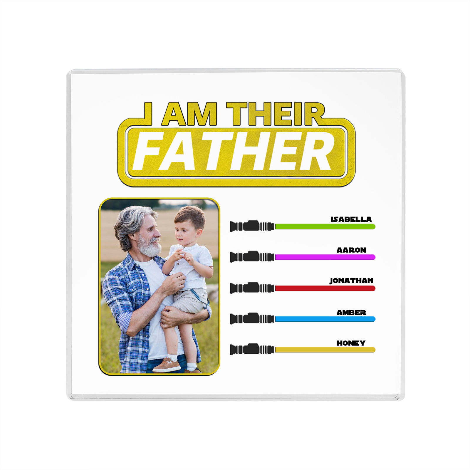 5 Names - Personalised Custom Name & Photo Acrylic Ornament - I AM THEIR FATHER- Father's Day Gift for Dad