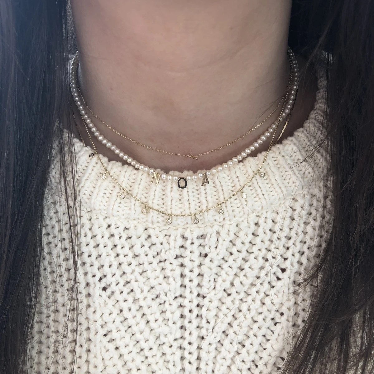 Personalised Pearl Necklace Custom 1 Name Necklace Gift For Her | Jessemade