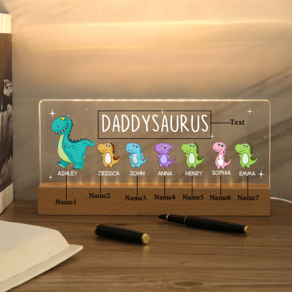 7 Names - Personalised Cute Dinosaur Pattern Beautiful Table Lamp Father's Day Gift for Dad