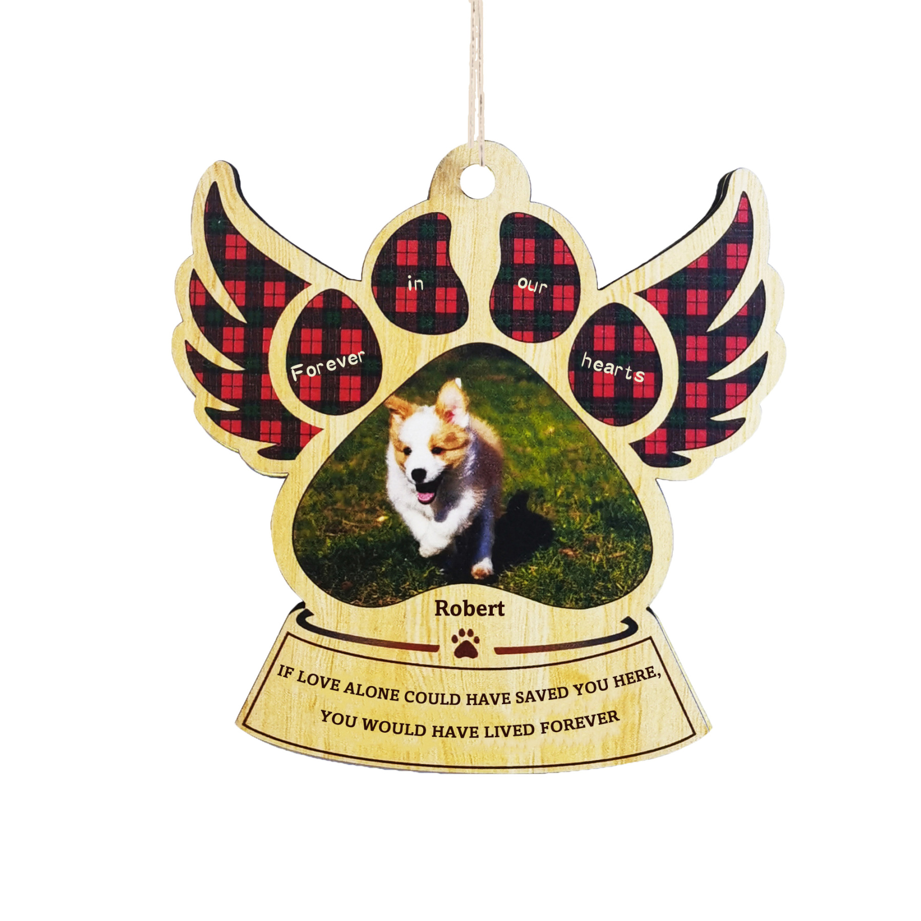 Personalized Pet Gift Custom Wooden Paw Ornament Christmas Gift For Family