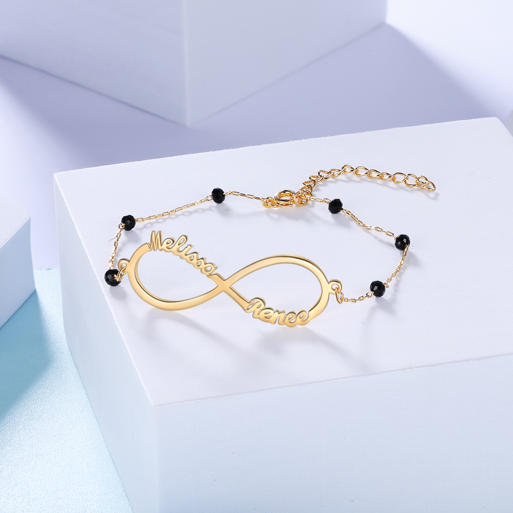 Personalised Infinity Bracelet Custom 2 Names Bracelet Gift For Women