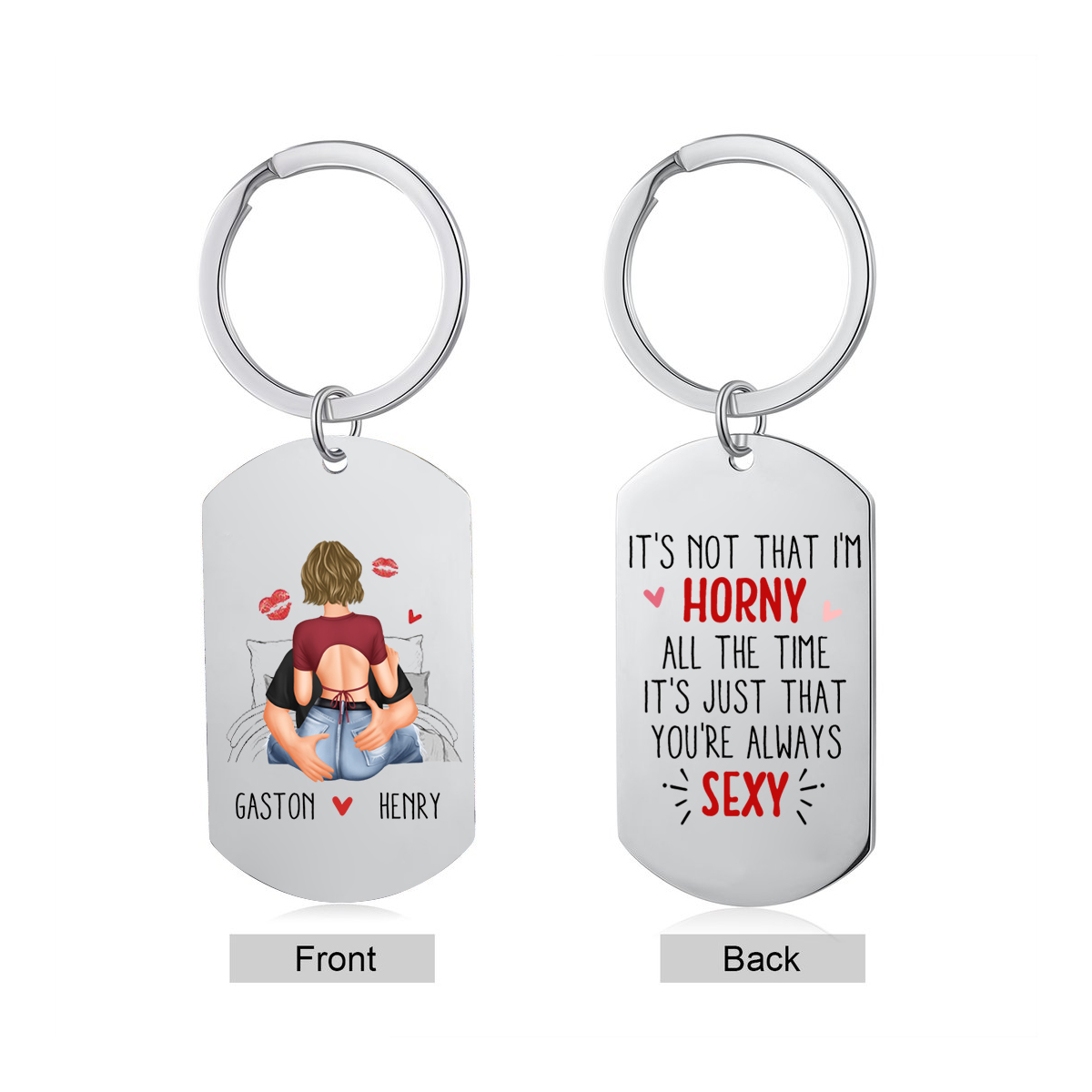 Personalised Keyring with 2 Names & Characters - "It’s Just That You’re Always Sexy" Design, Valentine’s Day Gift for Couple | Jessemade