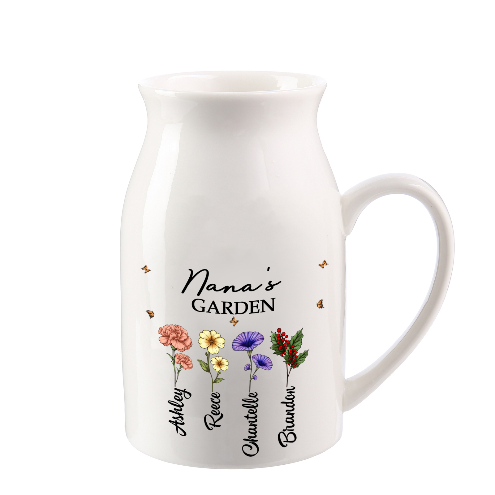 Personalised Birthflower Jug – Garden Vase Family Gift for Mother's Day/Nana | Jessemade