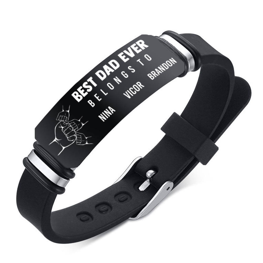 Personalised "Best Dad Ever" Silicone Bracelet – Custom Name Engraving | Jessemade