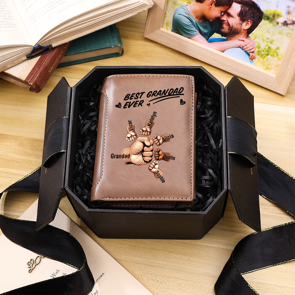 Personalized Best Grandad Ever Wallet with 1-8 Custom Names | Jessemade