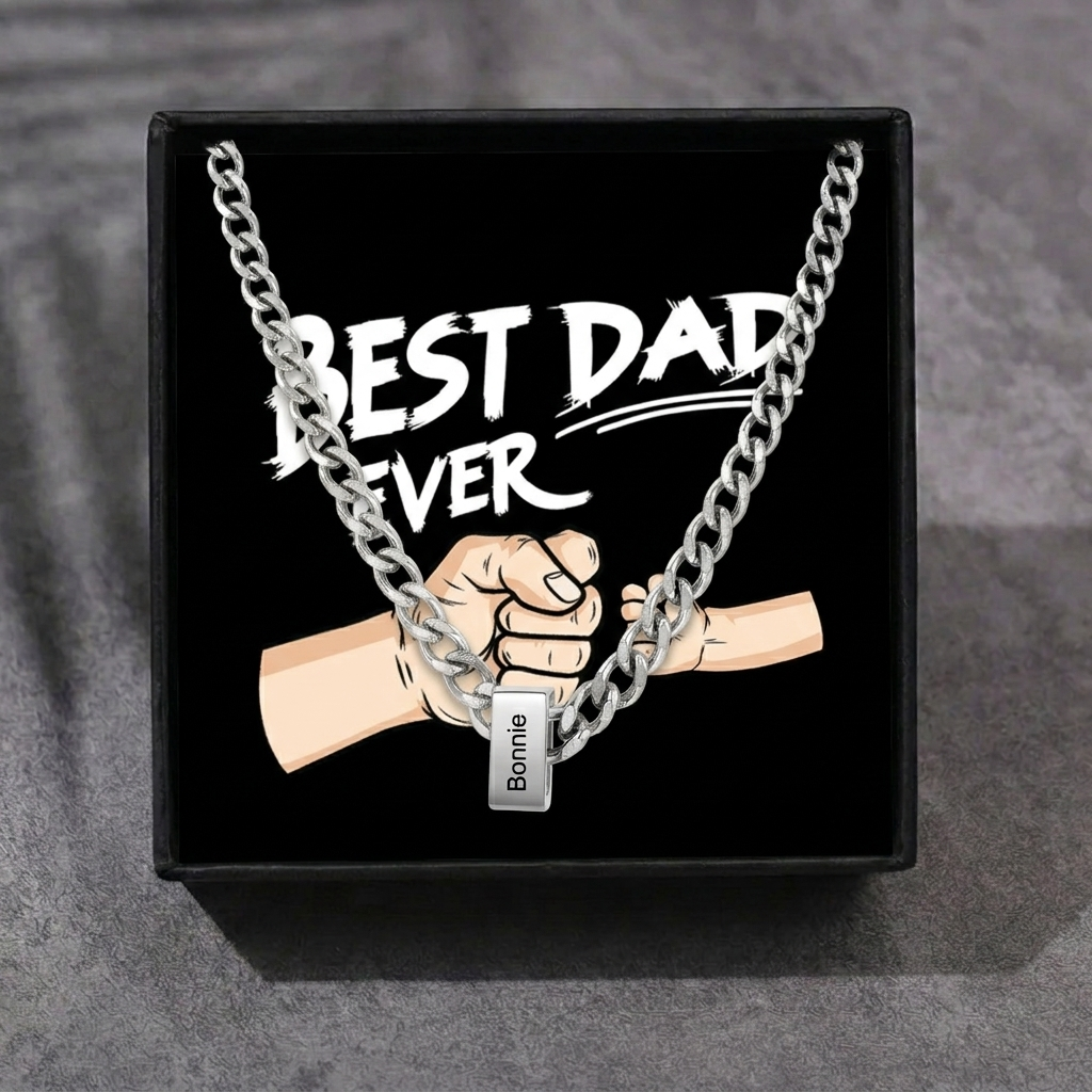 Personalised Curb Chain Necklace with 1-6 Names for Men