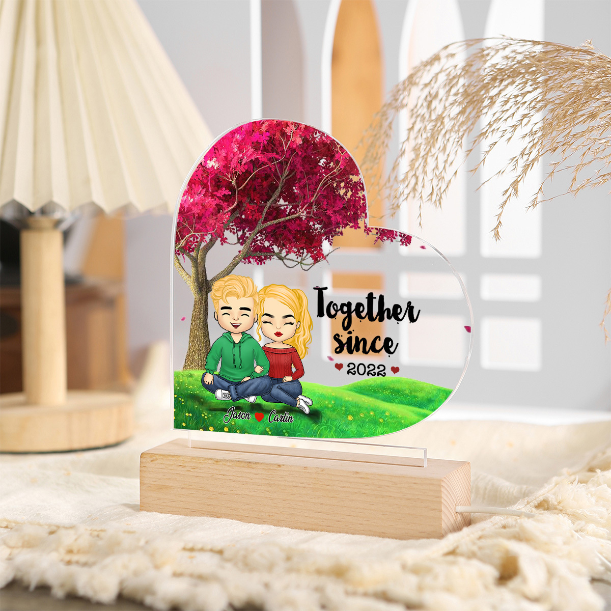 "Together Since" Personalised Couple Acrylic Lamp - Custom 2 Names & 1 Year Night Light for Couple | Jessemade