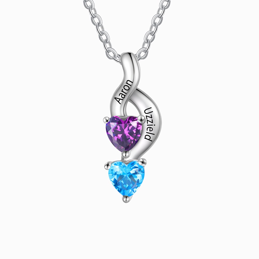 Personalised Heartfelt Birthstone Necklace with 1-6 Names