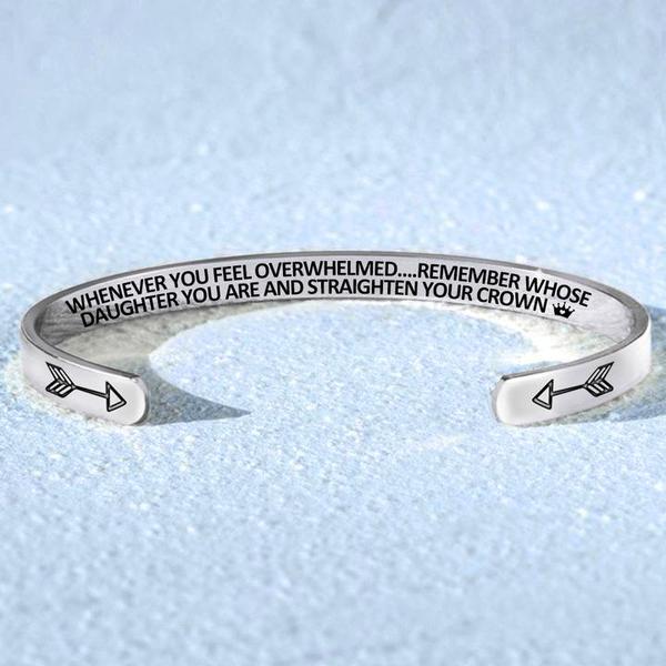 Whenever You Feel Overwhelmed, Personalised Cuff Bangle Bracelet Gifts For Daughter