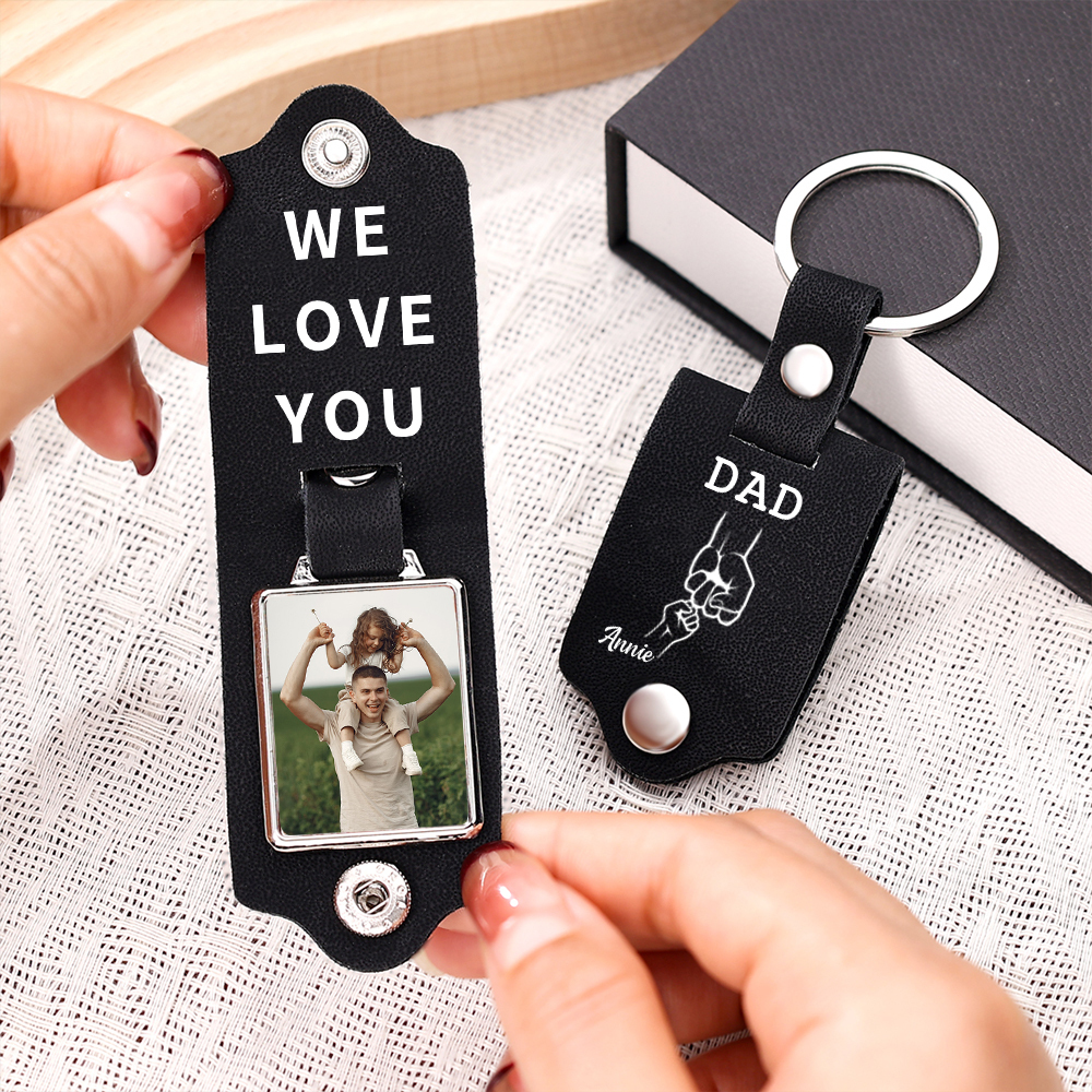 1 Name - Personalised Custom Photo Text Keyring Gift Custom Name for Dad