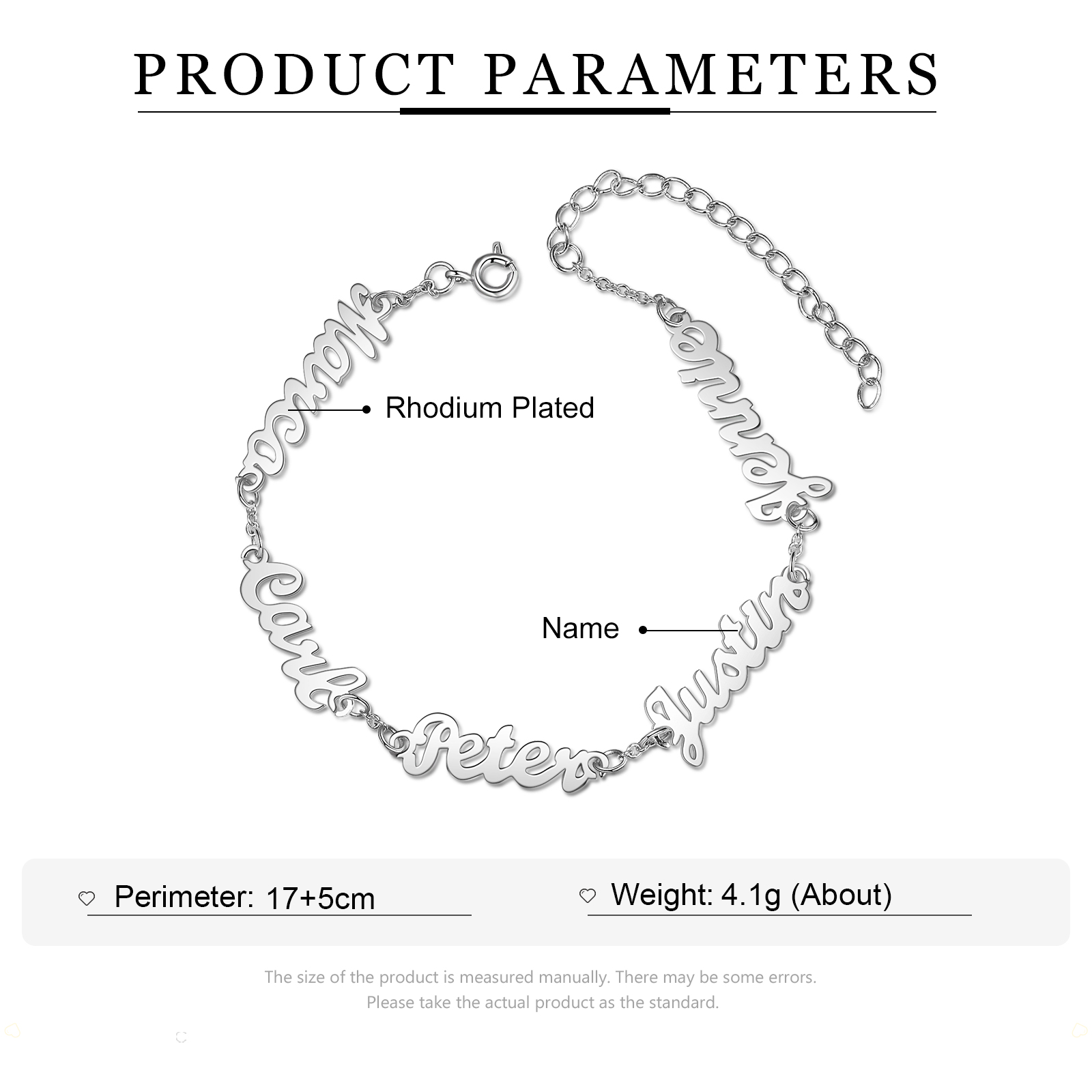 Personalised Family Name Women's Bracelet For Mother Custom 5 Names Bracelet For Her