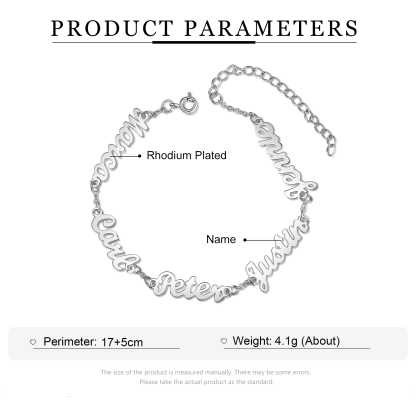 Personalised Family Name Women's Bracelet For Mother Custom 5 Names Bracelet For Her