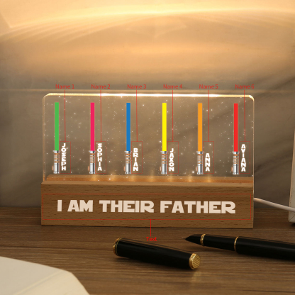 Personalised Star Wars Logo Father's Day Gift - I'm Their Dad - Table Lamp with 6 Names