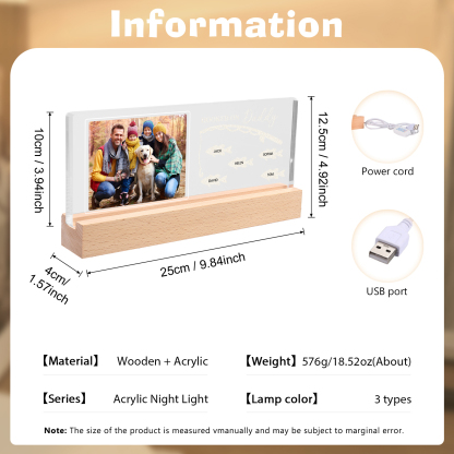 5 Names - Personalised Photo Fishing Pattern Desk Lamp Father's Day Gift For Dad